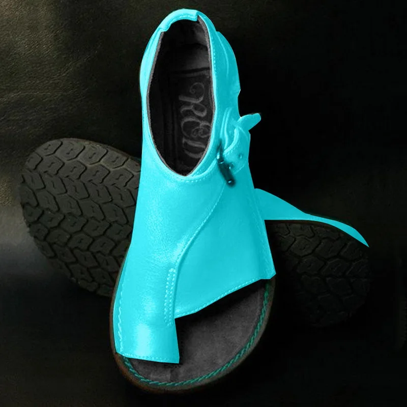 HEFLASHOR/женские кожаные сандалии; удобные туфли на плоской подошве; повседневные мягкие босоножки с большим носком; разноцветная обувь в стиле ретро;
