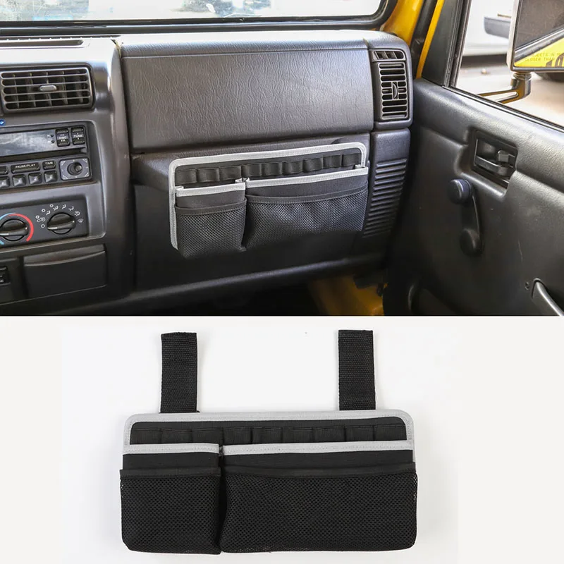 Passenger Seat Grab Handle Storage Bag Phone Holder for Jeep Wrangler CJ YJ TJ LJ JK JKU JL JLU JT 2 Door & 4 Door Auto Co-Pilot Center Console Storage Organizer 
