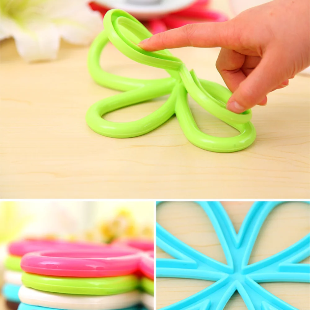 Многоцветные противоскользящие изоляционные коврики в форме сливы, коврик для горшка, коврик для стола, коврик для жарки, столовая посуда, украшение для дома