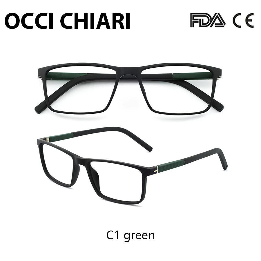 C1 green OCCI CHIARI TR90, очки, оправа, мужские ультралегкие очки, Gafas, анти-синий луч, компьютерные очки, новые, из кусков, оптические очки - Цвет оправы: C1 green