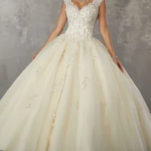 Vestidos de Quinceanera бальное платье с v-образным вырезом, кружевное Элегантное свадебное платье, милое 16 пышных платьев для девочек, платье для выпускного вечера