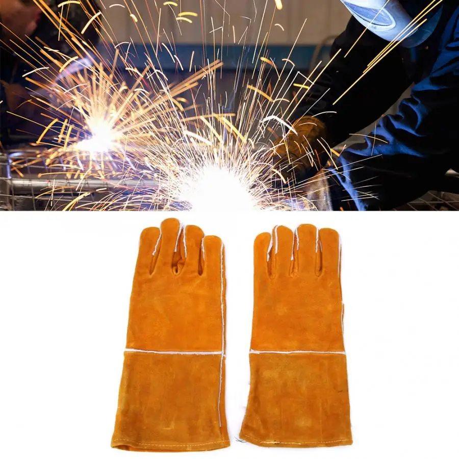 Пара/комплект прочные перчатки для сварки коровьей кожи защиты от тепла защитные