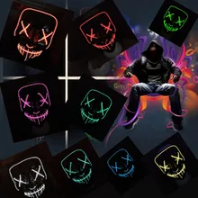 Navidad рождественские украшения Хэллоуин СВЕТОДИОДНЫЙ маска костюмированные маски для выбора тушь для ресниц Электрический слог DJ светящиеся маски светящиеся