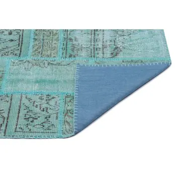 

Handmade Green Vintage Overdyed Patchwork Area Rug 080x150 Cm-2'7''X4'11''