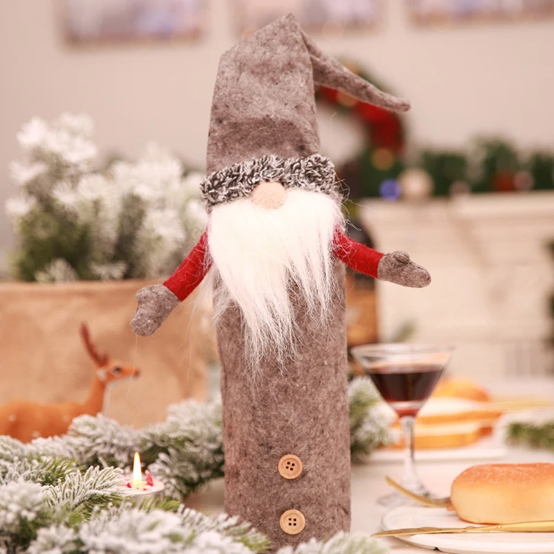 Рождественские гномы винные бутылки крышка, ручной работы шведский Tomte Gnomes винные бутылки топперы Санта Клаус бутылки Сумки с кулиской St