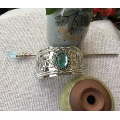 anime vintage hairpin set historical Princess warrior swordsman hair Crown decoration accessories Chinese ancient dynasty lake blue