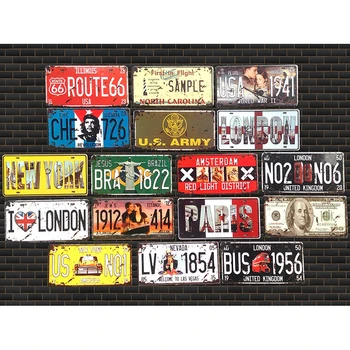 

American License plate Vintage Metal Signs Tin Sign Retro Garage Decor Plaque Metal for bar and bedroom Decorative Iron Plates