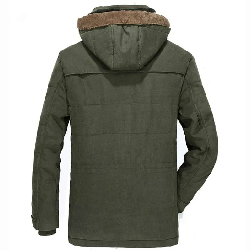 Размера плюс L~ 5XL 6XL Для мужчин зимние, на флисе, с мехом, теплая плотная куртка из мягкого хлопка в стиле милитари куртка-парка Для мужчин съемный капюшон пальто куртка