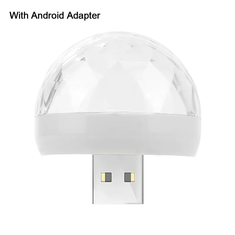 Android white Mini Stage Light Android Usb Rotating Stage Light Phone Magic Ball Christmas Family Party Stage Lights Dj Light Disco Ball - Цвет: Android white