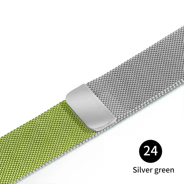 Strap For Apple watch band 44mm 40mm 42mm 38mm 41mm 45 stainless steel Metal bracelet magnetic Milanese loop Apple watch 34567se Silver green