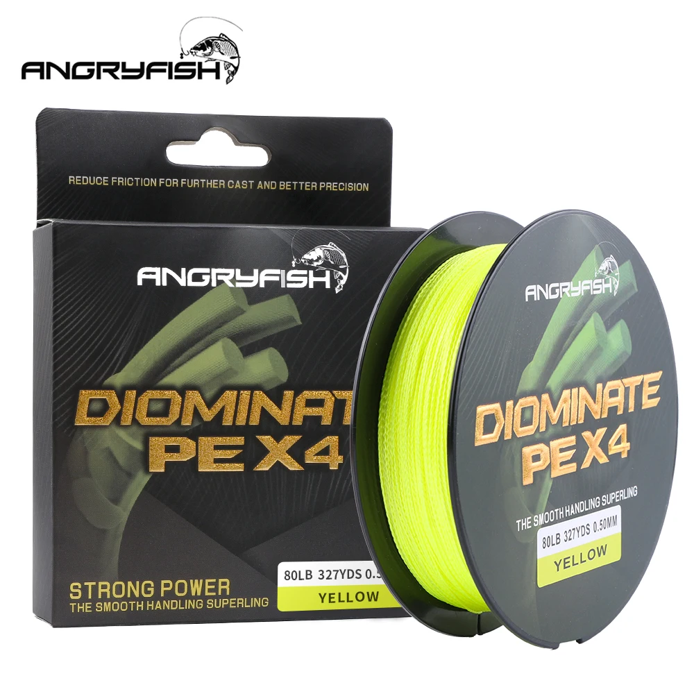 

Angryfish D-braid 327Yds/300M Braided Fishing Line 4 Strands PE Multifilament Fishing Line Super Strong10-80LB