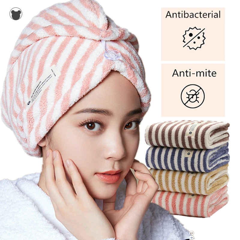 Hair-Towel Microfiber Coral Quick-Drying Soft Brand-New with Button Velvet Super-Absorbent