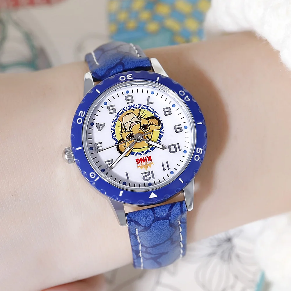 Little Simba Lion King Children's Quartz Watch PU Band Waterproof Fashion Casual Blue Kid Disney Cartoon Watches Gift Kol Saati