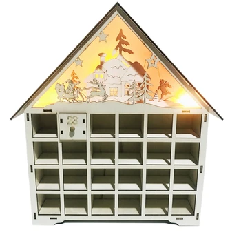 

Wooden Advent Calendar Countdown Lights Christmas 24 Pull-Out Drawers LED Light Christmas Decorations Advent Calendar