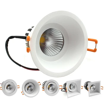 

LEDIARY 85-265V LED COB Downlight High Bright 15W Aluminum Housing Recessed 75mm 95mm Hole Spot Lamp Replacable Light Source