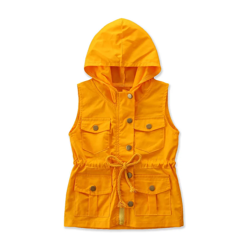 Жилет для маленьких мальчиков зимняя камуфляжная ветрозащитная куртка теплая мягкая верхняя одежда с капюшоном, жилет Прямая поставка, жилет для детей#30 - Цвет: Цвет: желтый