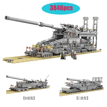 

KAZI 10005 3846Pcs Building Blocks Compatible lepining technic German 80cm K[E] Railway Gun "Dora" Series Toys For Children