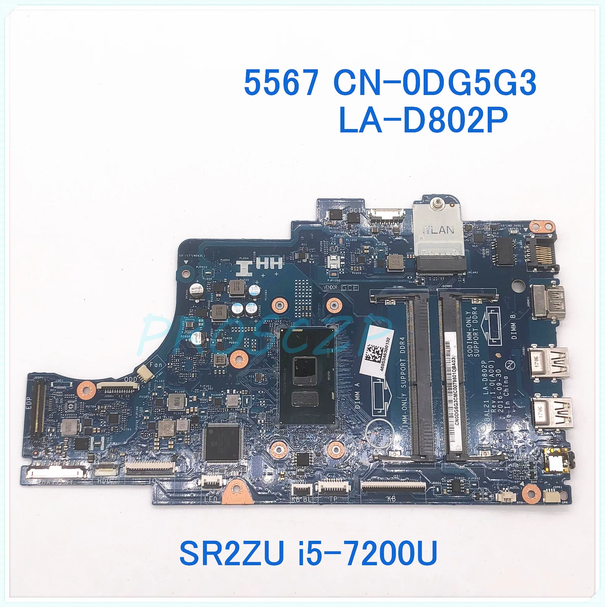 FOR DELL 5567 5767 Laptop motherboard CN-0DG5G3 0DG5G3 DG5G3 LA-D802P with SR2ZU i5-7200U CPU 100% working well | Компьютеры и офис