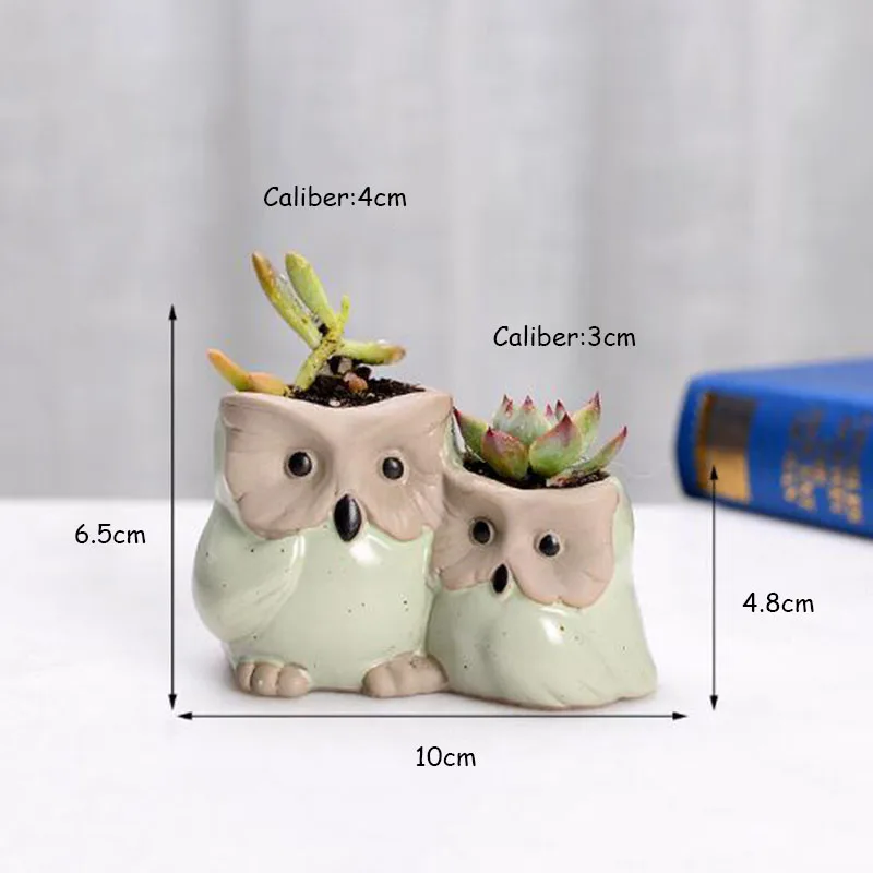 New Succulent Plants Flowerpot Couple Owl Flower Pot Green Planter Simple Style Ceramic Crafts Bonsai Planters Desktop Ornaments