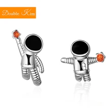 Серьги-гвоздики астронавты из титановой нержавеющей стали асимметричные серьги-гвоздики серебристого цвета модные Модные женские ювелирные изделия подарок