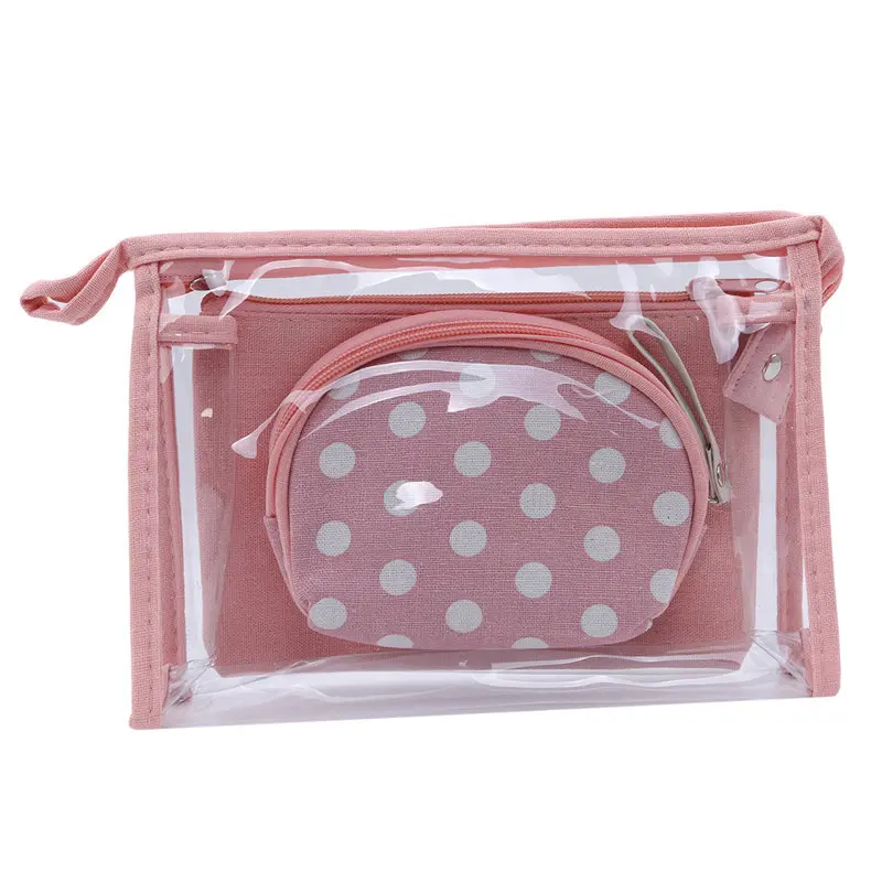 Pink 3 шт./компл. косметички органайзер для макияжа, сумка, дорожная сумка для путешествий Водонепроницаемый прозрачный Портативный Make Up набор для мытья neceser mujer - Цвет: Pink