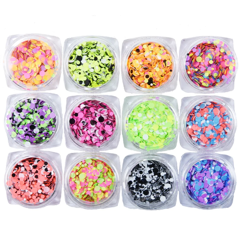 

12Box(3ML Jar)/set Nail Glitter Confetti 1mm,2mm,3mm Round Chunky Loose Confetti Glitter Dots Nails Art Glitter Sequins Confetti