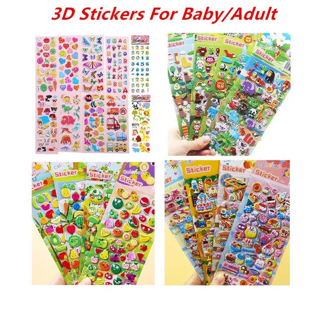 20pcs 3D Stickers for Kids Toddlers 500+ Puffy Stickers Variety