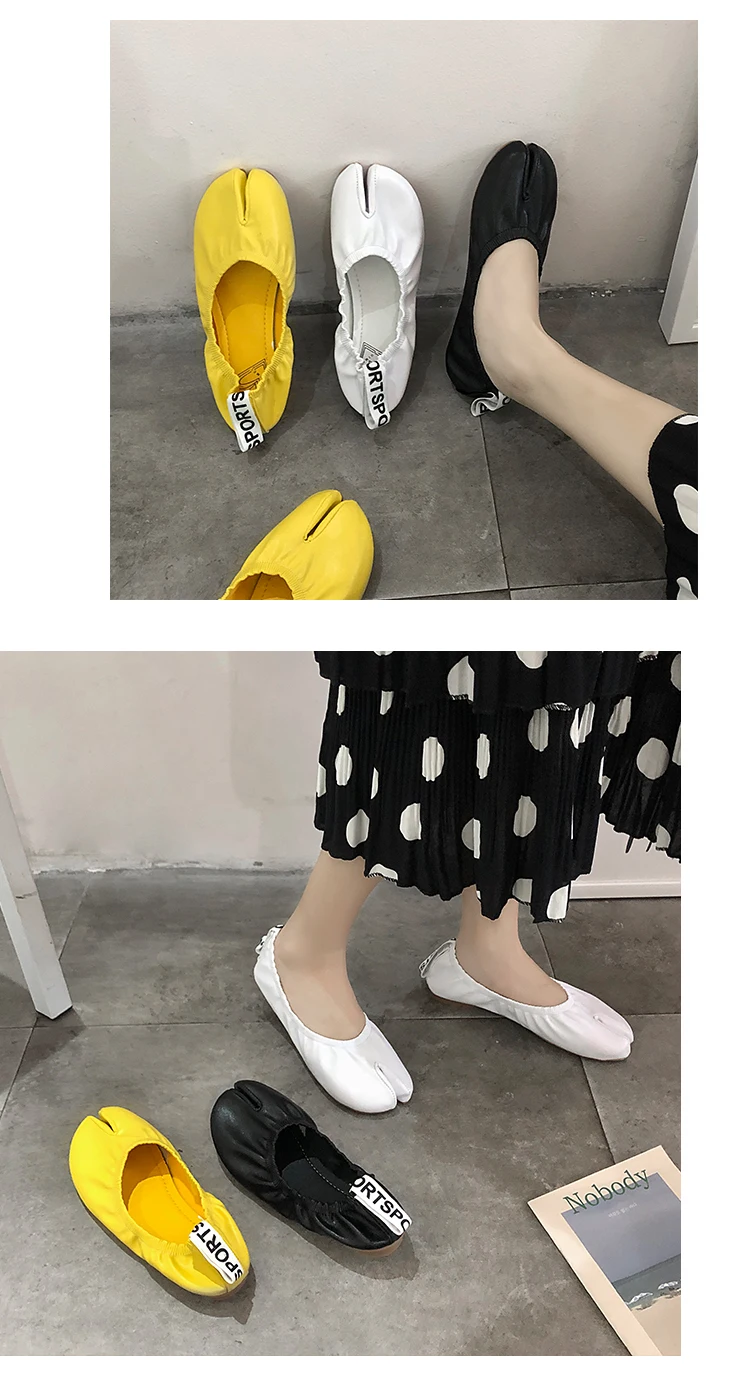 Tabi/туфли ниндзя с острым носком; однотонные туфли с мягкой подошвой ...