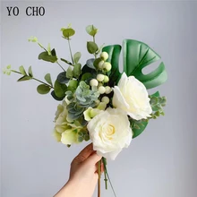 YO CHO Mix цветочные шелковые розы искусственные цветы гортензии Шелковый Искусственный цветок букет для дома свадебный Декор Искусственный букет монстера