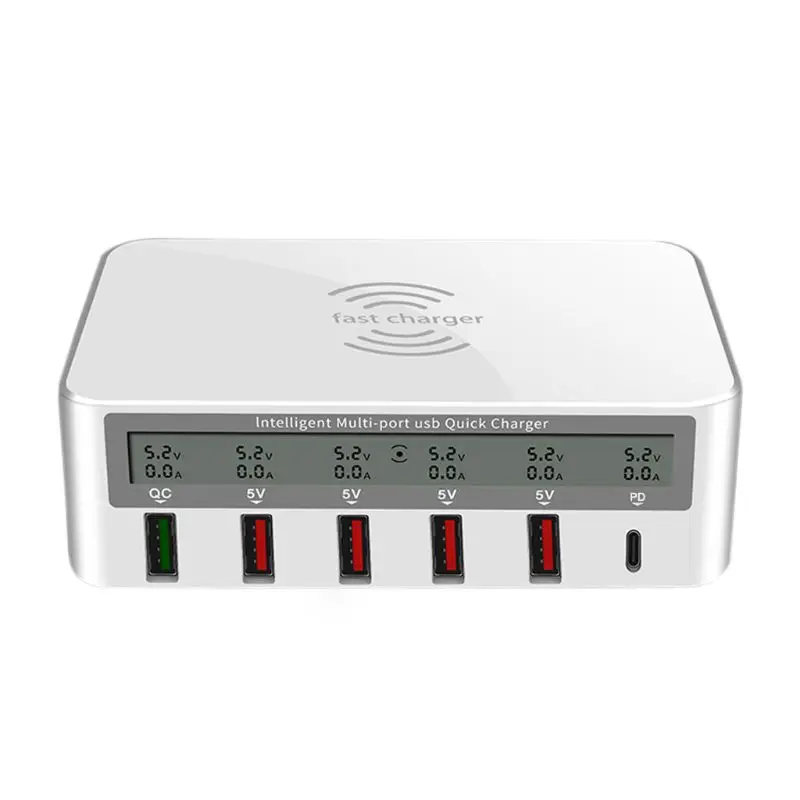 Универсальный 100 Вт 5x USB QC 3,0& type C PD быстрое зарядное устройство адаптер Qi Беспроводная зарядная станция для iPhone ipad samsung