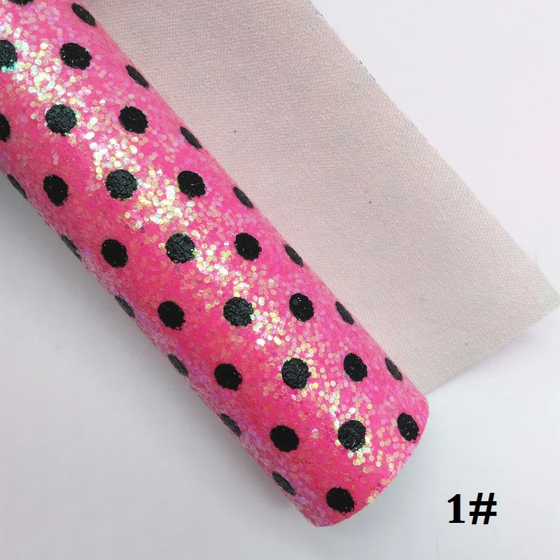 Glitterwishcome 21X29 см A4 размер горошек блеск с принтом ткань, блестящая кожа ткань винил для бантов, GM648B - Цвет: 1
