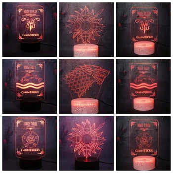 

A Song of Fire and Ice Game Of Thrones Heraldry Symbol 3D Decor Gift Luster Night Lamp LED RGB Lava Bedroom Lighting Bulbs Gift