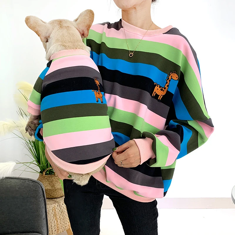 Одежда для собак с радугой одежда для домашних животных Толстовка с капюшоном для собак зимняя одежда для собак пальто свитер французская одежда для бульдога для собак костюм