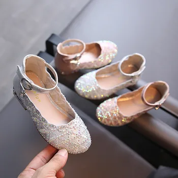 

Autumn Girls Casual Leather Shoes Rhinestone Princess Dance Shoes Student Leather Shoes Children's Shoes