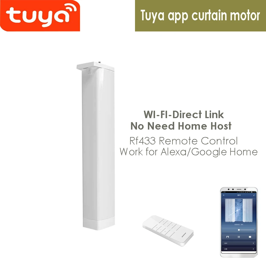 Tuya app wifi Electric Curtain Motor, Phone app RF433 Remote Control Voice control via alexa echo and Google Home Home Kit Siri for Smart Home