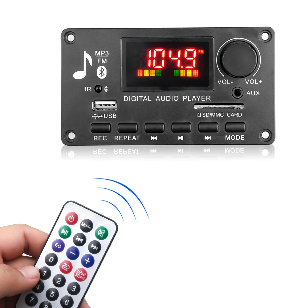 2*40W Amplifier DC 5V-26V MP3 Decoder Board Volume Control Bluetooth5.0  80W MP3 Player USB Module FM AUX Radio Recording