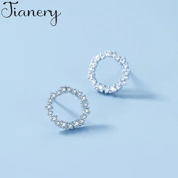 

JIANERY Bohemian 925 Sterling Silver Crystal Circle Earrings For Women Party Jewelry Gift Pendientes