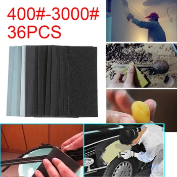 

36Pcs Sandpapers Wet Dry Use Assorted Sand Paper Sheets Home Coarse 400-3000 Grit Polishing Car Metal Glass Wood Sandpaper