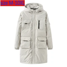 Новое поступление, белый утиный пух, модная супер большая мужская пуховая одежда, длинная толстая Свободная Повседневная зимняя куртка для мужчин размера плюс M-9XL, 10XL