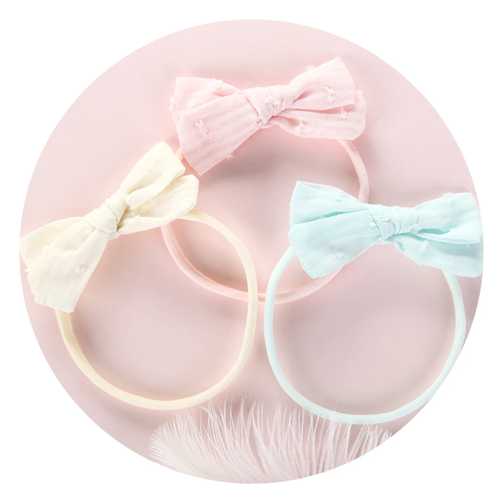 

Cute Cotton Nylon Headbands For Girls Elastic Hair bands Handmade Hair Clips Bow Solid Headwrap Headwear Baby Hair Accessories