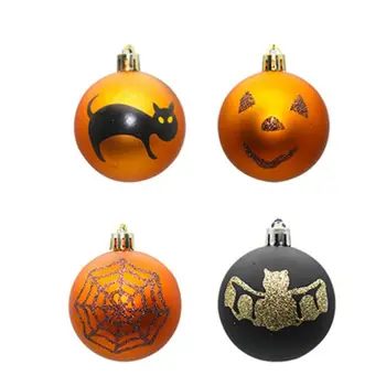 

12Pcs Halloween Wreath Ball Shatterproof Hanging Ornaments Bat Pumpkin Ghost Spider's Web Drops Decorations