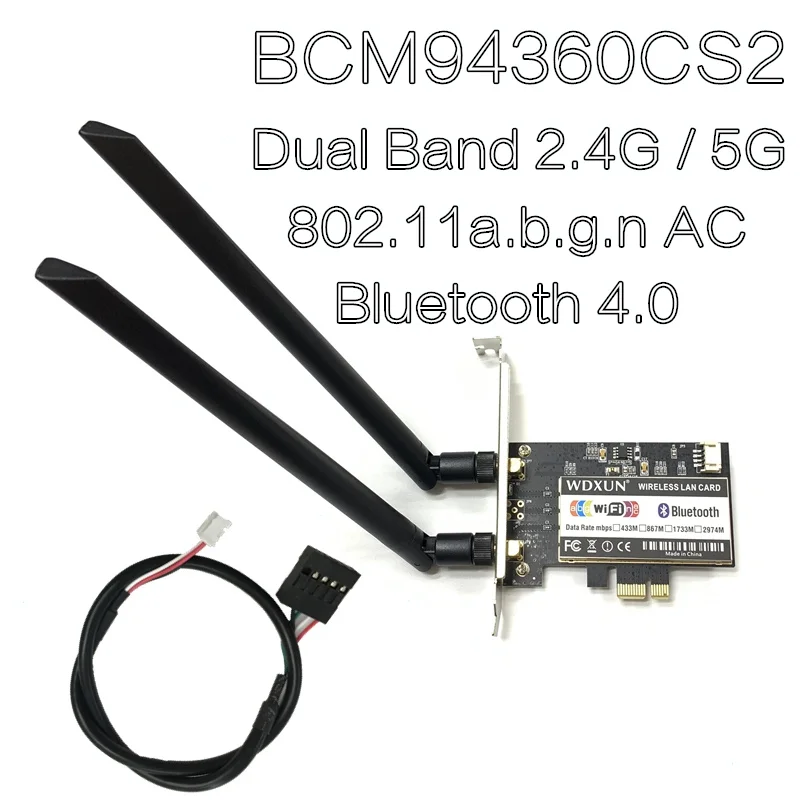 Wdxun Per Broadcom 1200 4.0 Mbps 802.11Ac Bluetooth Pci-E Wireless Wifi Adapter Network Card