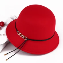 Новая осенне-зимняя женская винтажная шерстяная шляпка для официальных мероприятий войлочный котелок шляпа Fedora для женщин