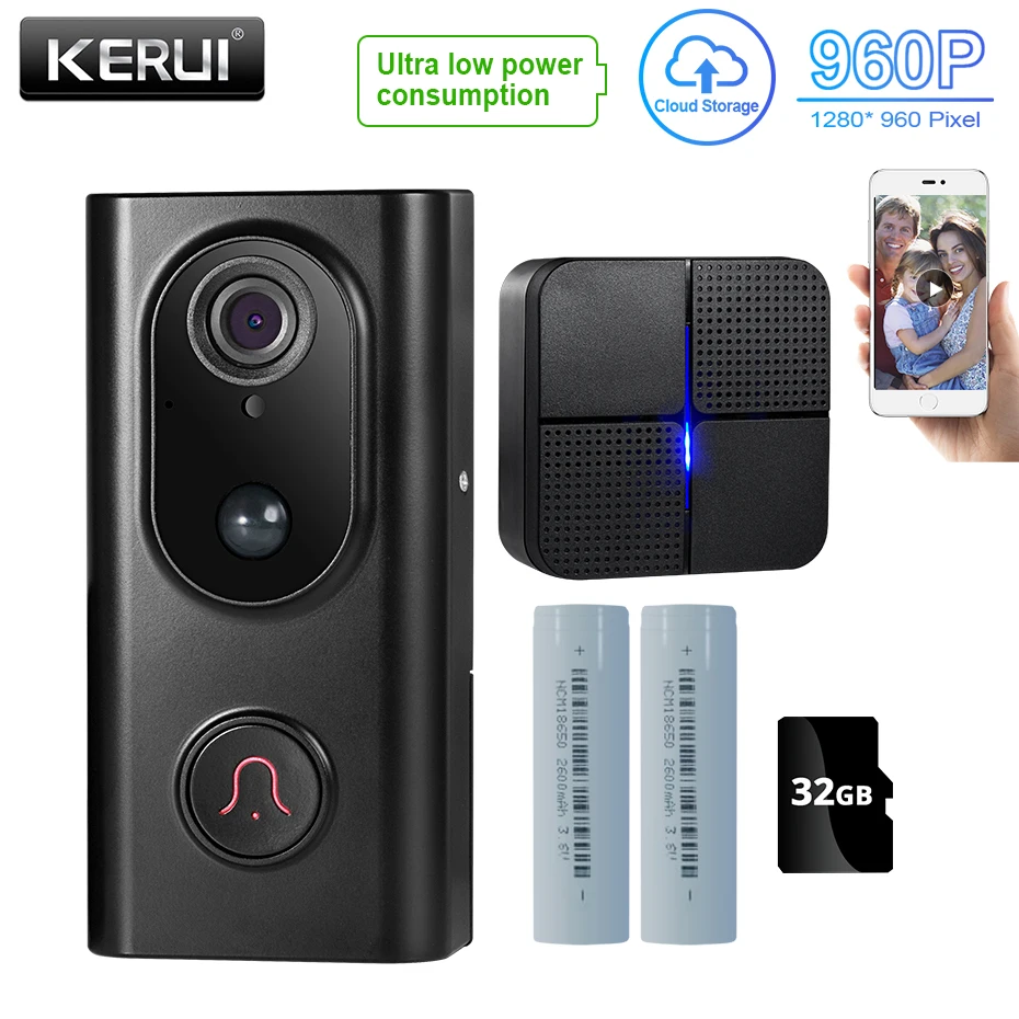 Видеодомофон KERUI L16 Wi Fi дверной звонок видеокамера для дома умный беспроводной