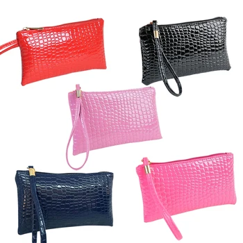 

Fashionable Portable Crocodile Pattern Lady Clutch Multi-function Cosmetic Bag Coin Purse