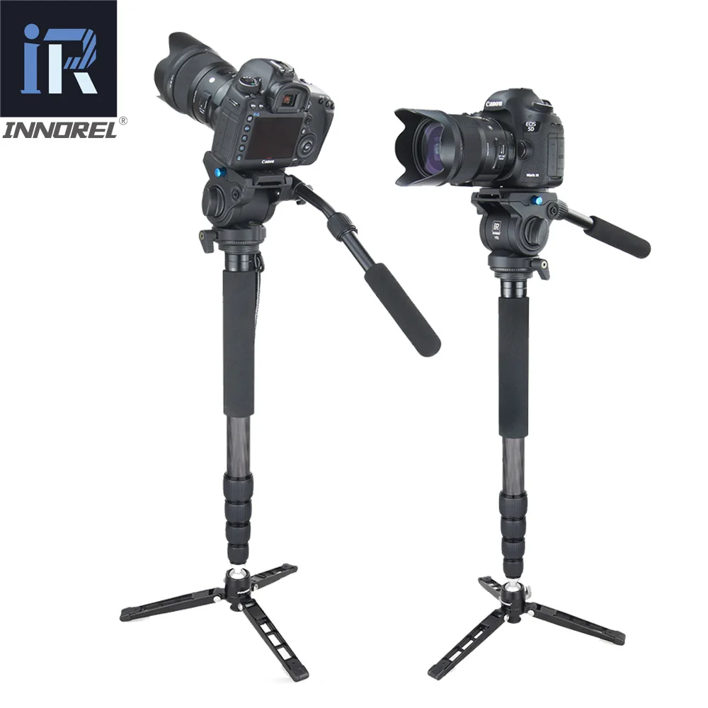 RM60CK Professional Video Monopod Kit 10 Layer Carbon Fiber for DSLR Camera Gopro Telescopic add Fluid Head Tabletop Tripod Base