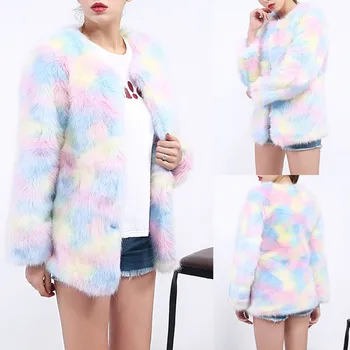 

ARLONEET Women Faux Fur Furry Coat Jacket Winter Long Artifical Fox Fur Warm Fake Fox Fur Women's Coats Female CD05