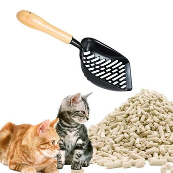 

Wooden Handle Oblique Mesh Cat Litter Scoop with Non Stick Shovel Heavy Duty