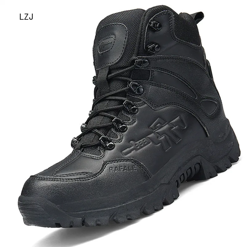 

Male Zipper Designer Mens Waterproof Boots Tactical Boots Military Desert Combat Boots Mens Work Autumn Winter Ankle Boots Wide