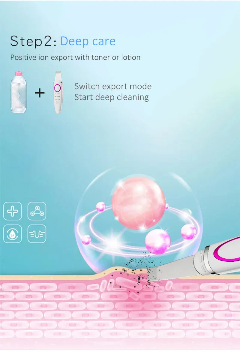 SWOISS Ultrasonic Scraper Shovel Skin Purifier Clean Pores Exfoliating Shovel Face Machine Skin Scurbber Care Beauty Instrument